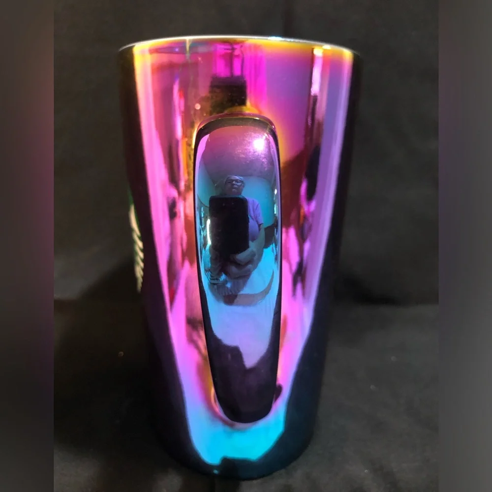 STARBUCKS COFFEE MUG 16oz Rainbow Holographic Iridescent Oil Slick 2022 Holiday - Picture 2 of 11